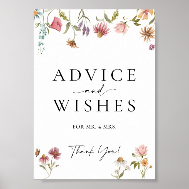 Affiche Fleur sauvage Conseils Et Souhaits Mariage Signer (Devant)