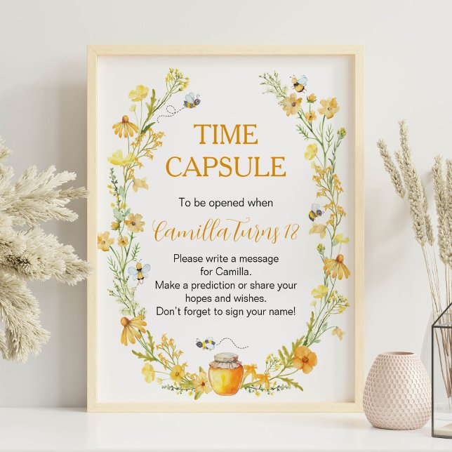 Affiche Fleur sauvage d'abeille miel Anniversaire Heure Ca (Créateur téléchargé)