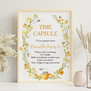 Affiche Fleur sauvage d'abeille miel Anniversaire Heure Ca
