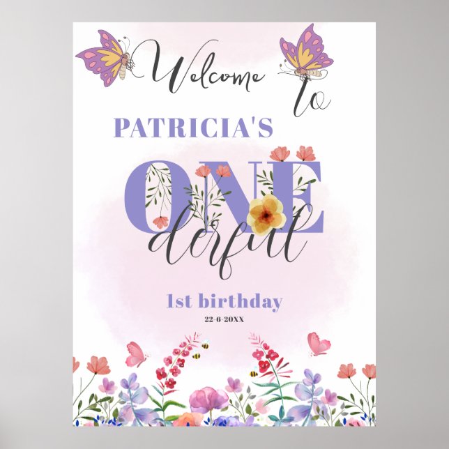 Affiche Fleur sauvage d'aquarelle Onederday Welcome (Devant)