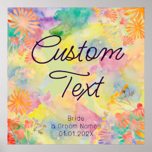 Affiche Fleur sauvage d'aquarelle psychédélique