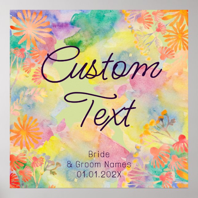 Affiche Fleur sauvage d'aquarelle psychédélique (Devant)