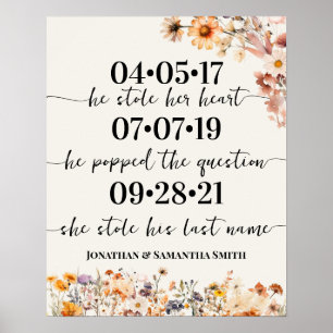 Affiche Fleur sauvage d'automne Meilleur Mariage de jour D