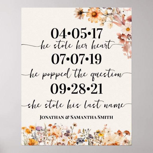 Affiche Fleur sauvage d'automne Meilleur Mariage de jour D (Devant)