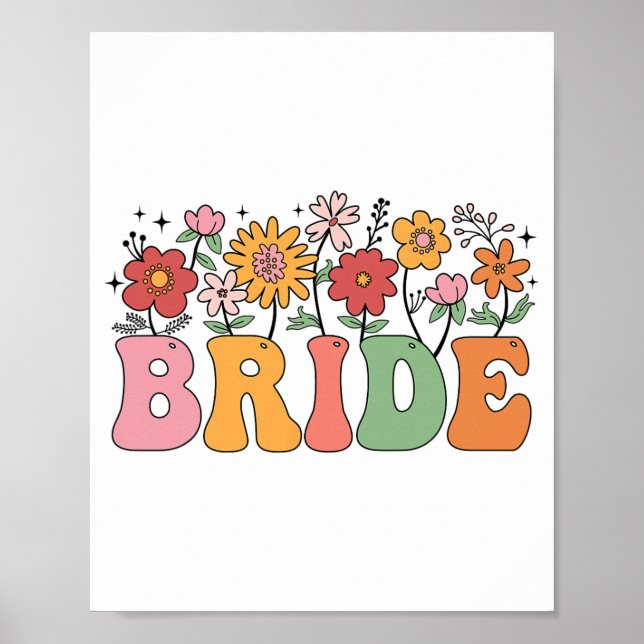 Affiche Fleur sauvage de mariée Floral Mariage de la fête  (Devant)