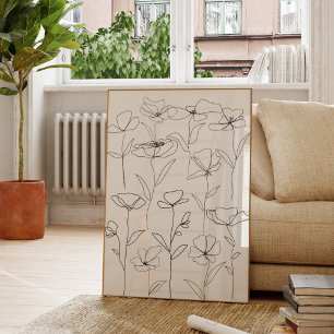 Affiche Fleur sauvage de pavot Noir et Blanc Floral minima