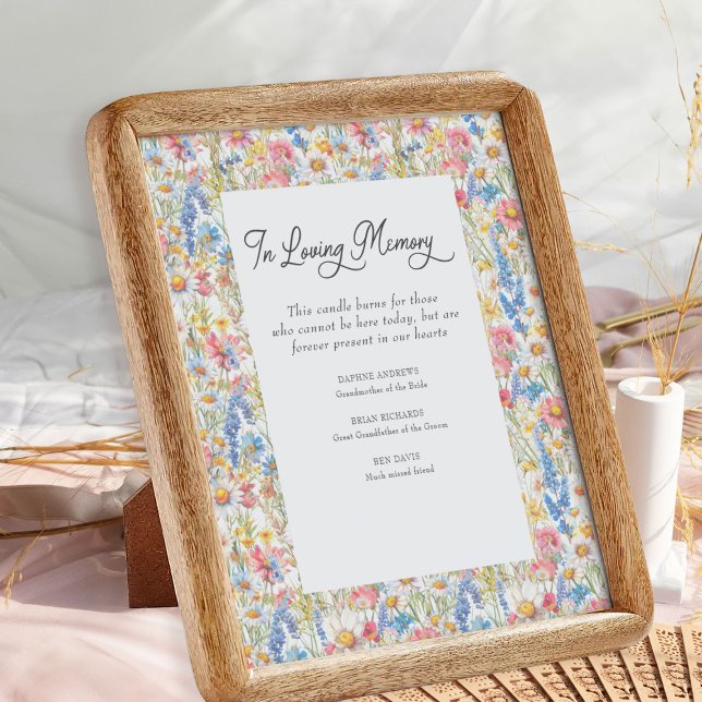 Affiche Fleur sauvage de pays dans le Mariage de mémoire d (Wedding remembrance sign from the Country Wildflower Wedding Collection by Darling & May)