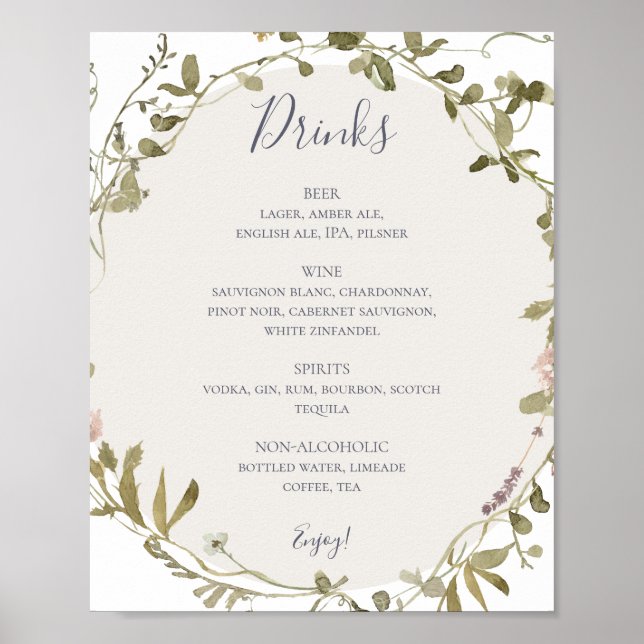 Affiche Fleur sauvage de printemps | Billet menu Mariage b (Devant)