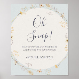 Affiche Fleur sauvage de printemps   Hashtag Mariage Blue 