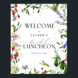 Affiche Fleur sauvage d'été Floral Bridal Déjeuner Bienven<br><div class="desc">Bienvenue aux invités nuptiaux avec cette belle affiche d'accueil fleur sauvage d'aquarelle d'été fleurie de nuptiale, avec une bordure de fleurs sauvages d'été d'aquarelle tels que pois sucrés, lupines, snapdragons, et plus encore, dans des teintes vives et estivales de rose, lilas, lavande, jaune, blues et feuilles botaniques verts délicats avec...</div>