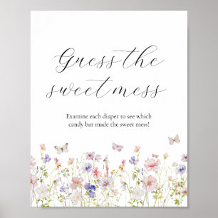 Affiche Fleur sauvage devine le Baby shower de mats doux