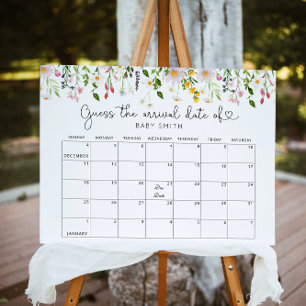 Affiche Fleur sauvage Devinez le calendrier Date d'échéanc
