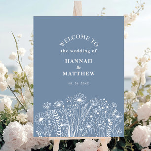 Affiche Fleur sauvage Dusty Blue Boho Mariage Bienvenue