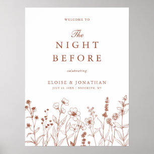 Affiche Fleur sauvage en terre cuite Bienvenue à la nuit p