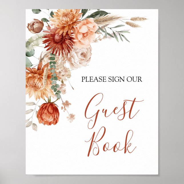 Affiche Fleur sauvage Fall in Love Baby shower Livre d'inv (Devant)