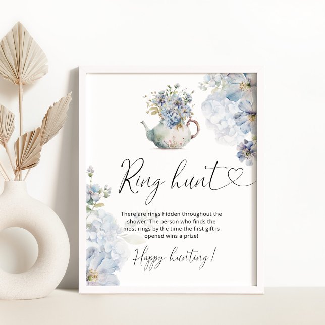 Affiche Fleur sauvage floral bleu apporter chasse nuptiale (Créateur téléchargé)