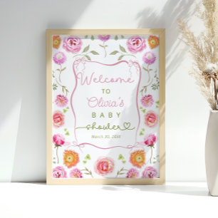 Affiche Fleur sauvage Floral Cute Baby shower Bienvenue