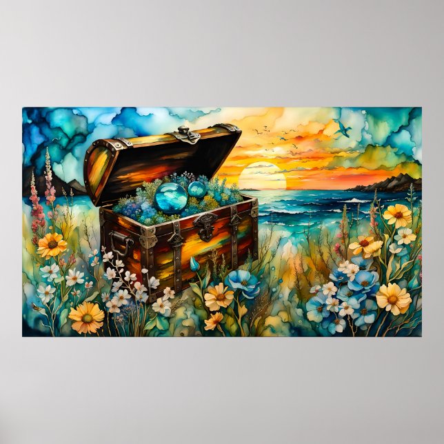 Affiche Fleur sauvage Garden Trésor coffre (Devant)