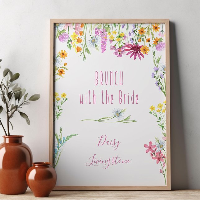 Affiche Fleur sauvage Meadow Brunch avec l'accueil de la m (Brunch with the Bride welcome poster from Wildflower Meadow collection by Darling & May)