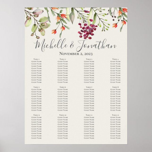 Affiche Fleur sauvage Meadow Mariage Sein Chart Ecru (Devant)