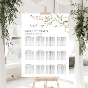 Affiche Fleur sauvage minimaliste Mariage 12 Table assise