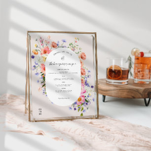 Affiche Fleur sauvage moderne Menu Barre Mariage