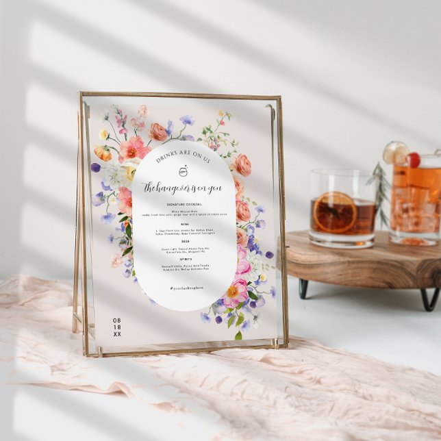 Affiche Fleur sauvage moderne | Menu Barre Mariage (Créateur téléchargé)