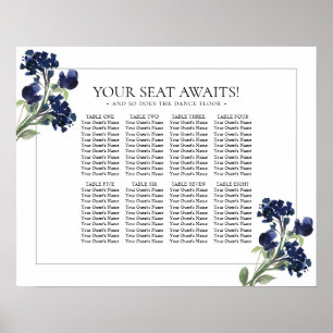 Affiche Fleur sauvage   Navy Blue Bohemian Flower Seat