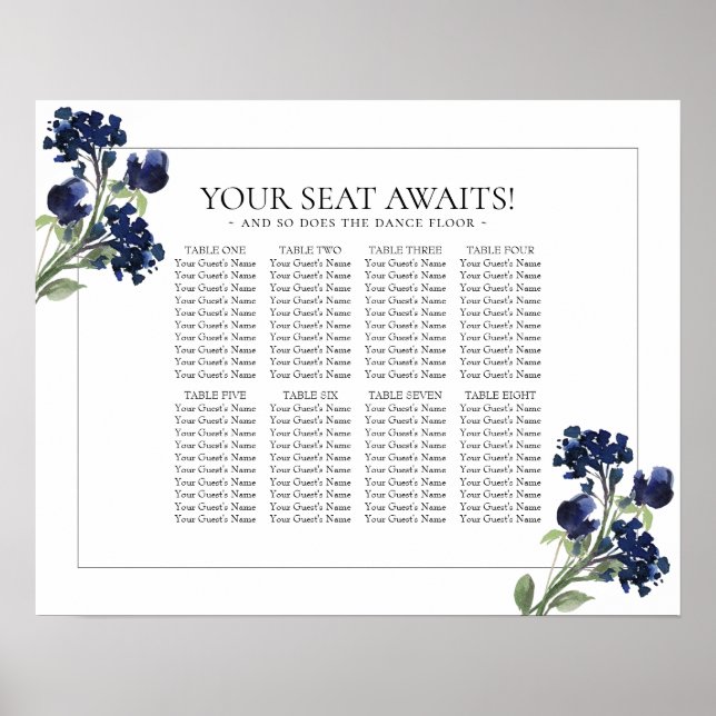 Affiche Fleur sauvage | Navy Blue Bohemian Flower Seat (Devant)