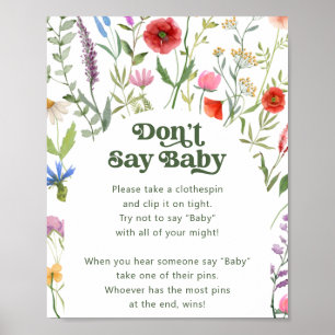 Affiche Fleur sauvage ne pas dire Baby Game Sign