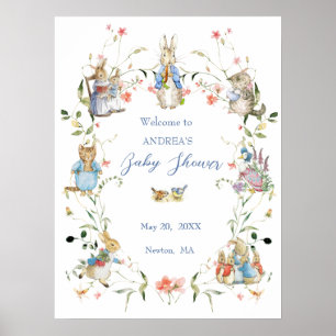 Affiche Fleur sauvage Peter the Rabbit Baby shower Bienven