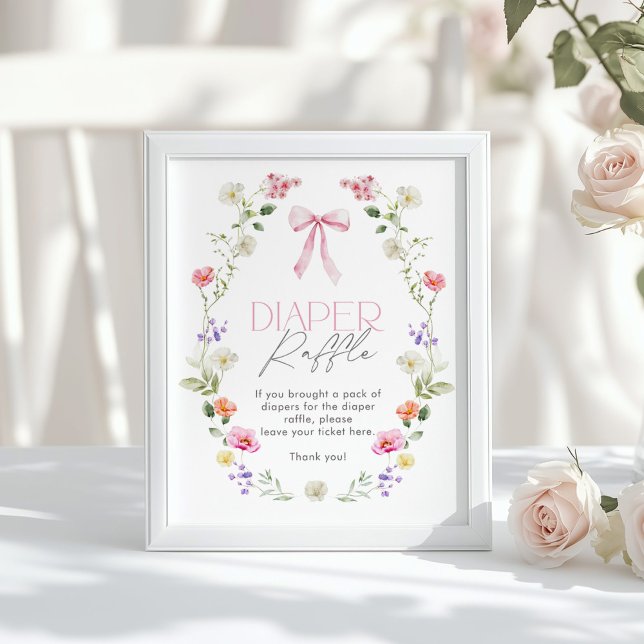 Affiche Fleur sauvage Pink bow élégant Diaper Raffle (Créateur téléchargé)