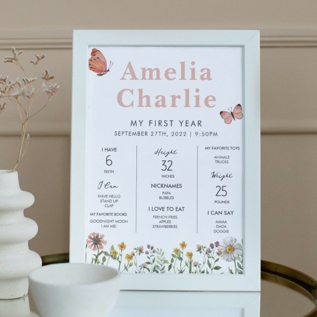 Affiche Fleur sauvage Première année Premier anniversaire  (Créateur téléchargé)