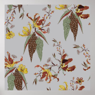 Affiche Fleur sauvage rétro humeur vintage, plantes botani
