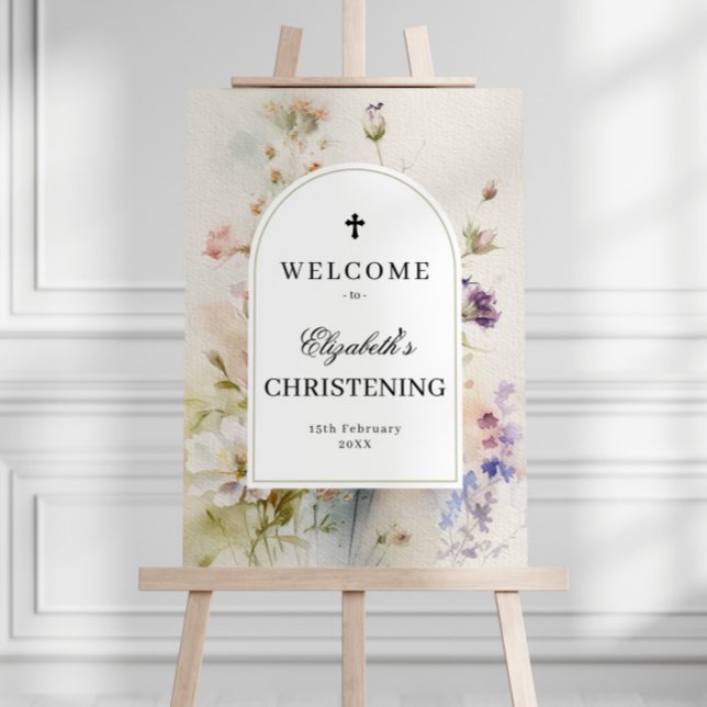 Affiche Fleur sauvage rustique Christening Taille A2 Bienv (Créateur téléchargé)