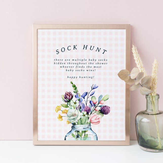 Affiche Fleur sauvage rustique Mason Jar Baby Sock Hunt Ga (Créateur téléchargé)