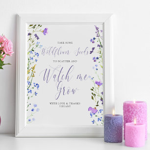 Affiche Fleur sauvage Seeds Watch me Grow Baby shower Favo