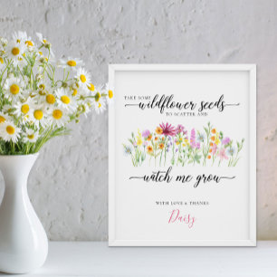 Affiche Fleur sauvage Seeds Watch me Grow Baby showers Fav