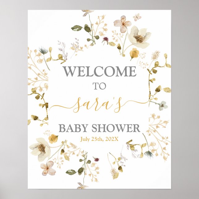 Affiche Fleur sauvage Spring Baby shower Fille Signal de b (Devant)