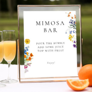 Affiche Fleur sauvage Vintage coloré Mimosa Bar