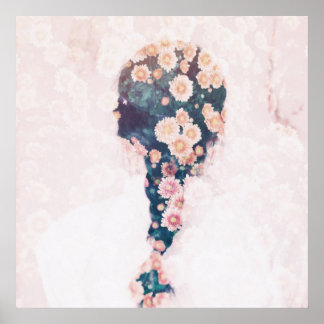 Affiche Fleur Tresse Pastel Rose Blanc Plutôt