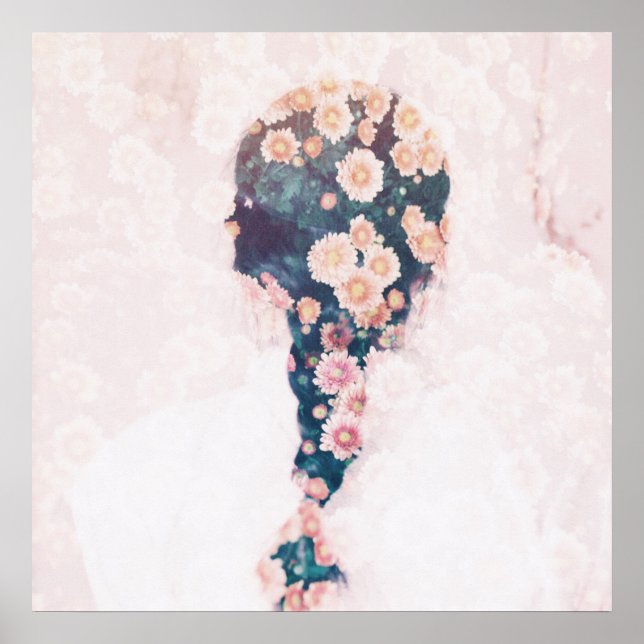 Affiche Fleur Tresse Pastel Rose Blanc Plutôt (Devant)