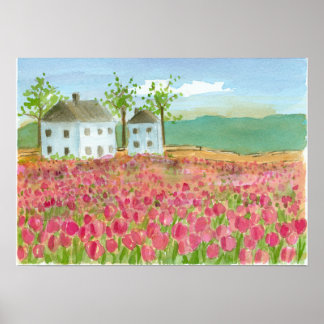 Affiche Fleur Tulip Shaker Maison Rose Spring Flora