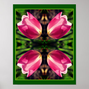 Affiche Fleur Tulipe Rose Dans Miroir Soleil Abstrait
