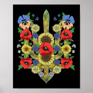 Affiche Fleur Ukraine Trysub Mignon Coquelicots Ukrainiens