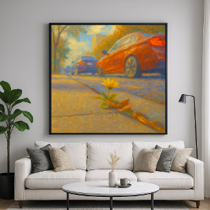 Affiche Fleur Urbaine - Peinture Pastel Style Art