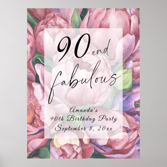 Affiche Fleur vintage 90e fête d'anniversaire (Devant)