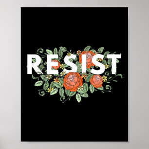 Affiche Fleur Vintage Résiste Anti-Trump Pas Mon Président