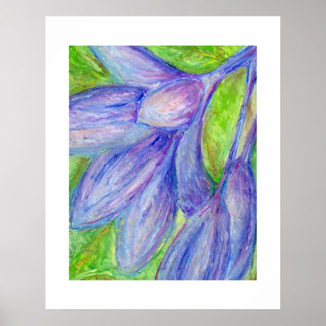 Affiche Fleur violette au pastel à l'huile (Devant)