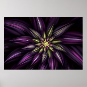 AFFICHE FLEUR VIOLETTE ÉCLOSION - ART MANDALA FLORAL MYSTI